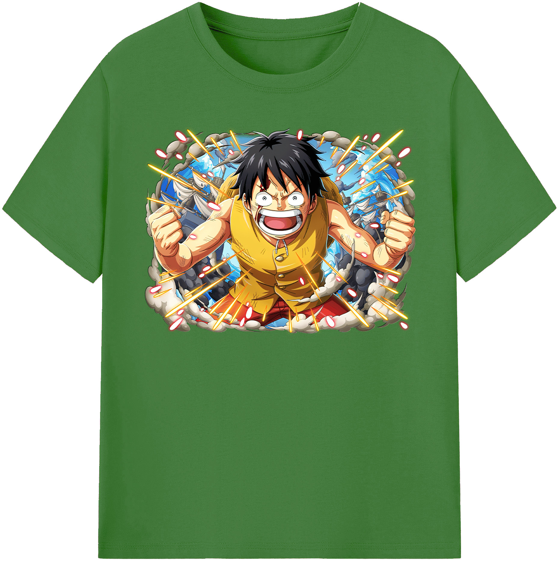 ワンピース モンキー・D・ルフィ ONE PIECE Monkey D. Luffy レディースカジュアルプリントTシャツ（綿100％）
